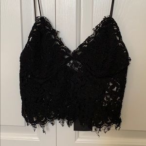 Zara black lace crop top